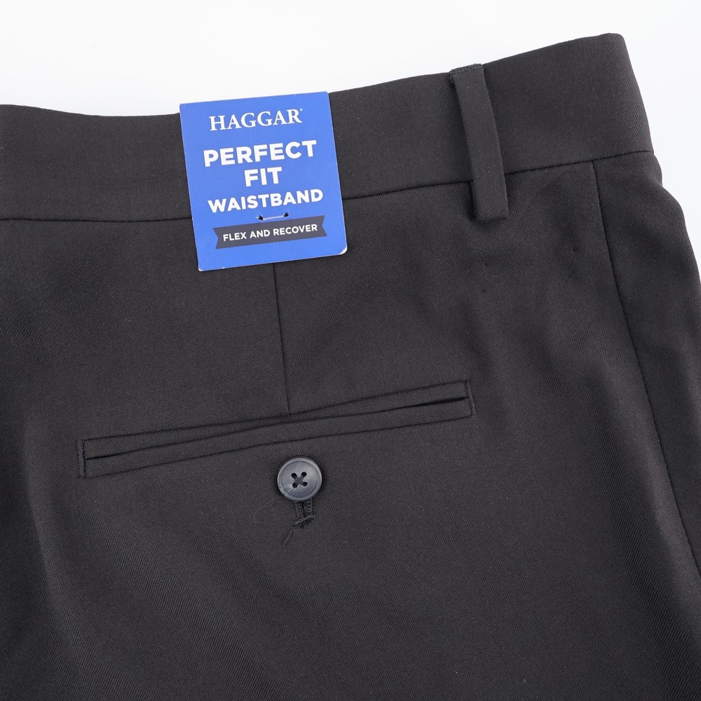 Haggar Perfect Fit Waistband Dress Pants Black Mens‎ 42x32